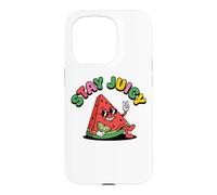 Carcasa para iPhone 15 Pro Símbolo de la Paz con Forma de sandía Stay Juicy Chill, Estilo Retro y