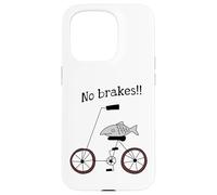 Carcasa para iPhone 15 Pro Sin Frenos Pescado Montando Una Bicicleta Humor Tonto Raro
