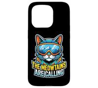 Carcasa para iPhone 15 Pro Ski Cat Meowtains Calling Snowboard Winter Mountain Funny