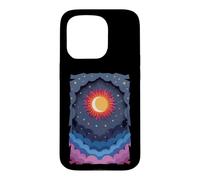Carcasa para iPhone 15 Pro Sol Luna Estrellas Noche Nubes Suave Celestial Cosmos Cielo