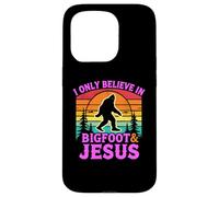 Carcasa para iPhone 15 Pro Solo Creo en el Divertido Dios Retro de Bigfoot y Jesús, Sasquatch