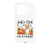 Carcasa para iPhone 15 Pro Solo una Chica Que ama el otoño, Corgi Dog Pumpkin Cozy Autumn