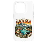 Carcasa para iPhone 15 Pro Souvenir del Parque Nacional Retro Mountain Scenic de Banff, Canadá