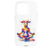 Carcasa para iPhone 15 Pro Splash Art Cow Meditating Yoga Workout Meditation Meditate