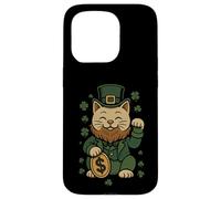 Carcasa para iPhone 15 Pro St Patrick's Day Cat Statue Lucky Clover Charm Adult Kids
