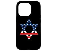 Carcasa para iPhone 15 Pro Star of David Jewish US Flag Half Jew Purim Love Israel Gift