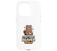 Carcasa para iPhone 15 Pro Stay Cozy Beaver Vibes - Peluche de Castor