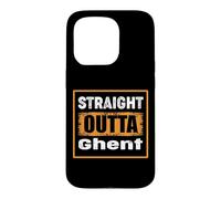 Carcasa para iPhone 15 Pro Straight Outta Ghent Bélgica Retro Envejecido Vintage Humor