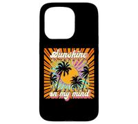 Carcasa para iPhone 15 Pro Sunshine On My Mind - Palmera de Verano Retro para Playa de los años 70