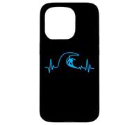Carcasa para iPhone 15 Pro Surfer Heartbeat Surfing Heart Pulse Tabla de Surf Big Wave Fun