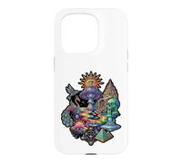 Carcasa para iPhone 15 Pro Surrealista Cosmic Peacock Sun Eye Mushroom Skull Pyramid Art