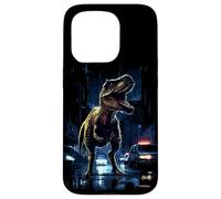 Carcasa para iPhone 15 Pro T-Rex Dinosaur Roaring City at Night Graphic Design Japanese