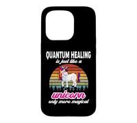 Carcasa para iPhone 15 Pro Terapeuta de curación cuántica, diseño Vintage de Unicornio, Puesta de Sol