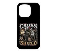 Carcasa para iPhone 15 Pro The Cross Is My Shield Christian Warrior Design Armor of God