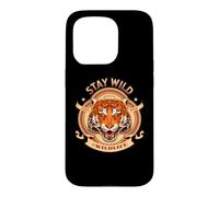 Carcasa para iPhone 15 Pro Tiger Born Wild Stay Wild Forest Amantes de los Animales Vida Silvestre Gato