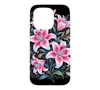 Carcasa para iPhone 15 Pro Tiger Lilies Blue White Pink Summer Spring Flowers Lily Buds