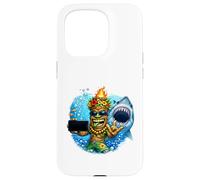 Carcasa para iPhone 15 Pro Tiki Man Shark Selfie - Funny Island Ocean Vibes Tropical