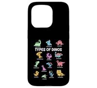 Carcasa para iPhone 15 Pro Tipos de Dinosaurios Chibi Kawaii Dino Especies Niños