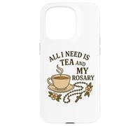 Carcasa para iPhone 15 Pro Todo lo Que Necesito es té y mi Rosario - Oración Católica