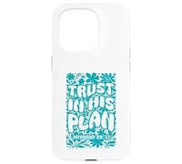 Carcasa para iPhone 15 Pro Trust In His Plan Jeremiah versículo bíblico Retro Groovy Floral