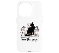 Carcasa para iPhone 15 Pro Turn The Page Books & Cats Black Cat Women Floral Book Lover
