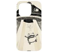 Carcasa para iPhone 15 Pro Ukiyo-e Style UFO secuestrando Linda Rana Pintura artística de Tinta