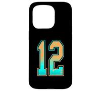 Carcasa para iPhone 15 Pro Uniforme de Jugador número 12, Color Verde Menta, Verde Azulado, Naranja, número 12