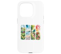 Carcasa para iPhone 15 Pro Verano al Aire Libre Acuarela escenas Granja Playa Parque