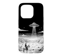 Carcasa para iPhone 15 Pro Vintage Cowboy UFO Encuentro Retro Western Desert Country