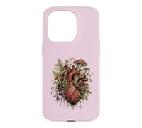 Carcasa para iPhone 15 Pro Vintage Dark Academia Hongo Helecho Botánico Corazón