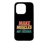 Carcasa para iPhone 15 Pro Vintage Hacer Músculos No Excusas Gimnasio Entrenamiento Fitness