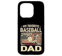 Carcasa para iPhone 15 Pro Vintage My Favorite Baseball Player Calls Me Dad Bandera de EE. UU