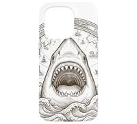 Carcasa para iPhone 15 Pro Vintage Shark Compass Ocean Explorer - Mapa náutico