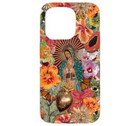 Carcasa para iPhone 15 Pro Virgen María Católica Floral Mexicano Folk Mosaico Collage