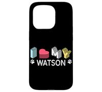 Carcasa para iPhone 15 Pro Watson - Amante de Mascotas con Nombre de Perro Personalizado