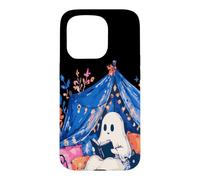 Carcasa para iPhone 15 Pro Whimsical Ghost Reading Book in Tent Cozy Halloween Reader