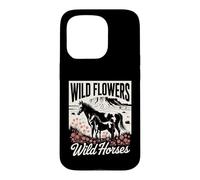 Carcasa para iPhone 15 Pro Wild Horses Wildflowers Cowgirl Country Western Rodeos