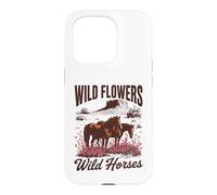 Carcasa para iPhone 15 Pro Wild Horses Wildflowers Cowgirl Country Western Rodeos