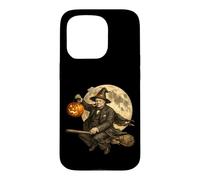 Carcasa para iPhone 15 Pro Winston Churchill Jack O Lantern Pumpkin Moon Escoba