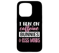 Carcasa para iPhone 15 Pro Womens Girls I Run On Bunnies & Caffeine Bunny Lover