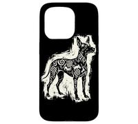 Carcasa para iPhone 15 Pro Xoloitzcuintli Perro Mexicano Sin Pelo Azteca Xolo Linocut