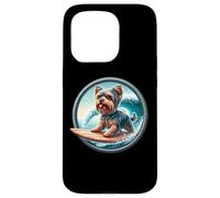 Carcasa para iPhone 15 Pro Yorkshire Terrier Perro Surfing Surfing Dueño Surfboard Rider