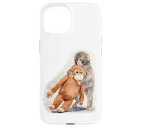 Carcasa para iPhone 15 Punch - Lindo bebé Mono y orangután Peluche Juguete Acuarela