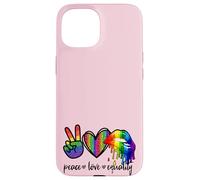 Carcasa para iPhone 15 Rainbow Lips Leopard Heart Decor Women Peace Love Equality