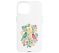 Carcasa para iPhone 15 Rasta Reggae Roots Three Birds Jamaica Folk Art Floral