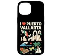 Carcasa para iPhone 15 Recuerdo de Viaje I Love Puerto Vallarta México