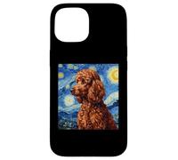 Carcasa para iPhone 15 Red Poodle Dog Van Gogh Style Starry Night