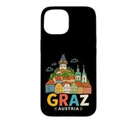 Carcasa para iPhone 15 Regalo de Recuerdo de Viaje de Graz Austria Dibujado a Mano