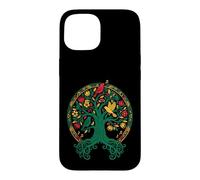 Carcasa para iPhone 15 Reggae Tree Life Rasta Roots Singing Birds Music