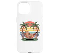 Carcasa para iPhone 15 Relaxing Capybara, Sunset, Palm Tree, Summer capy Vacation